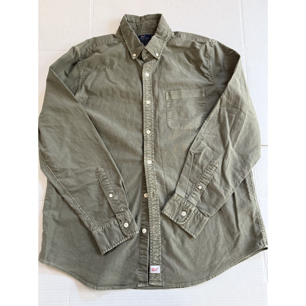 Vineyard vines men's green button up long sleeve Murray's slim fit shirt large